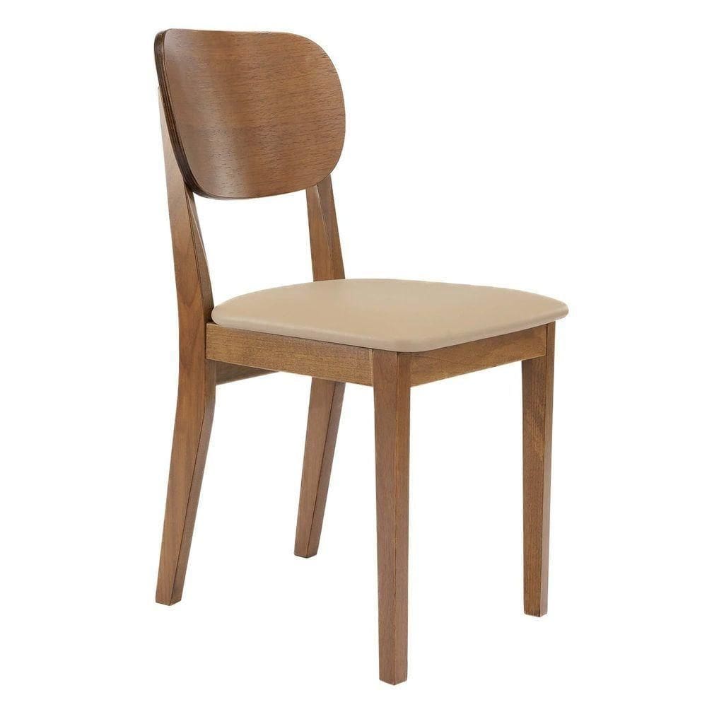 Cadeira Madeira Tramontina Bahia Tauarí Amêndoa Estofado Bege Tramontina