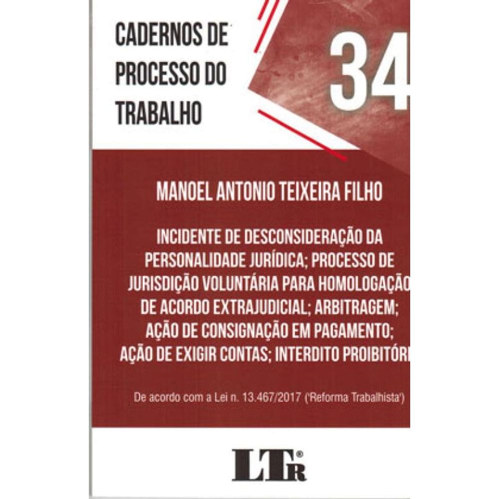 Cadernos De Processo Do Trabalho - 2020 - Vol. 34
