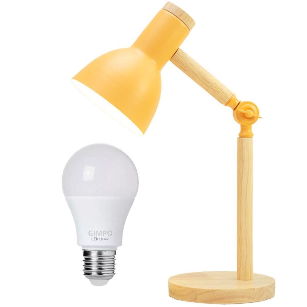 Luminária Mesa Abajur 45Cm Articulada Retrô Madeira Gimpo