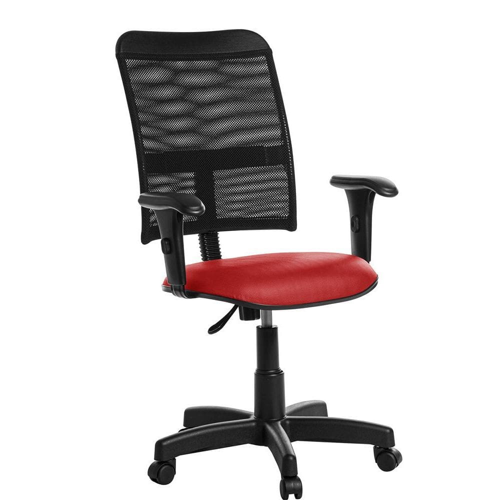 Cadeira De Escritório Em Tela Com Braço Rce Vermelho