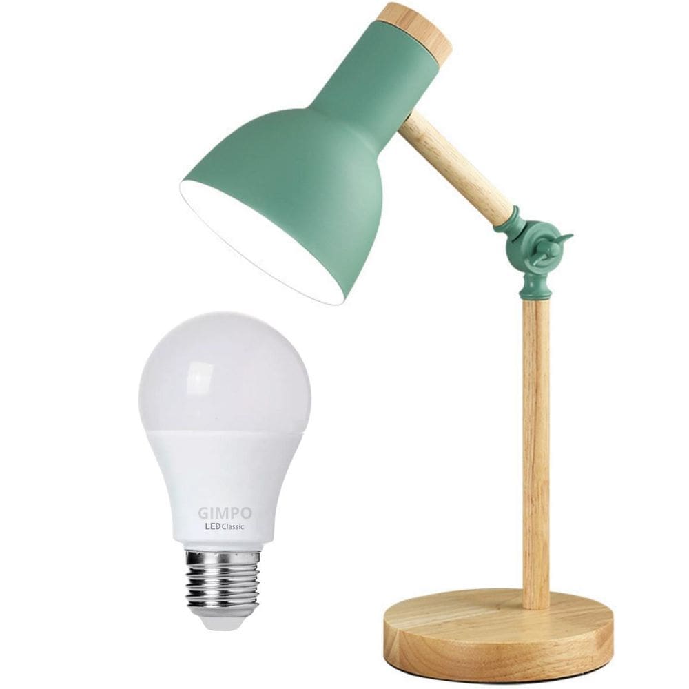 Luminária Mesa Abajur 45Cm Articulada Retrô Madeira Gimpo