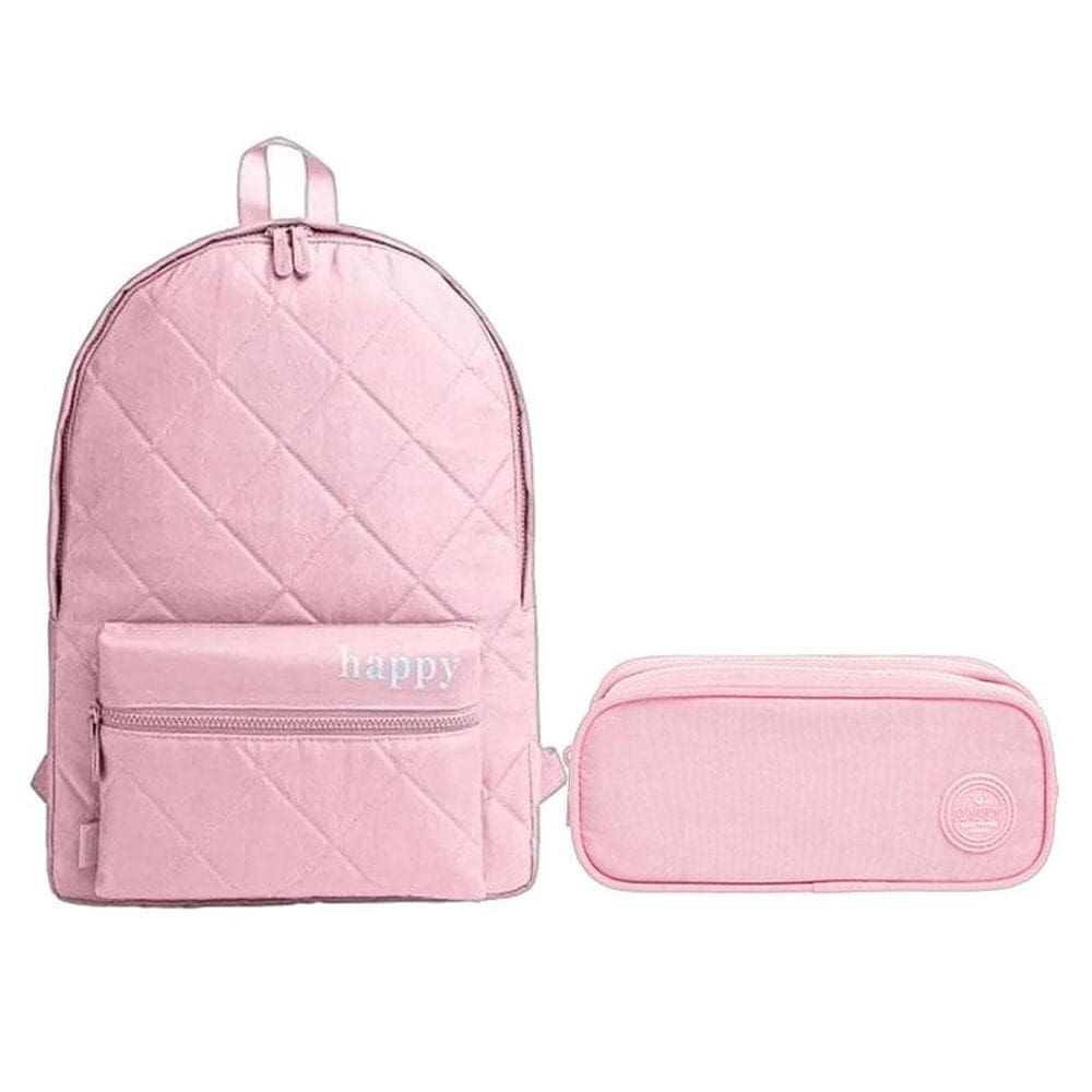 Kit Mochila e Estojo Escolar Infantil Duplo Happy Rosa - Tilibra