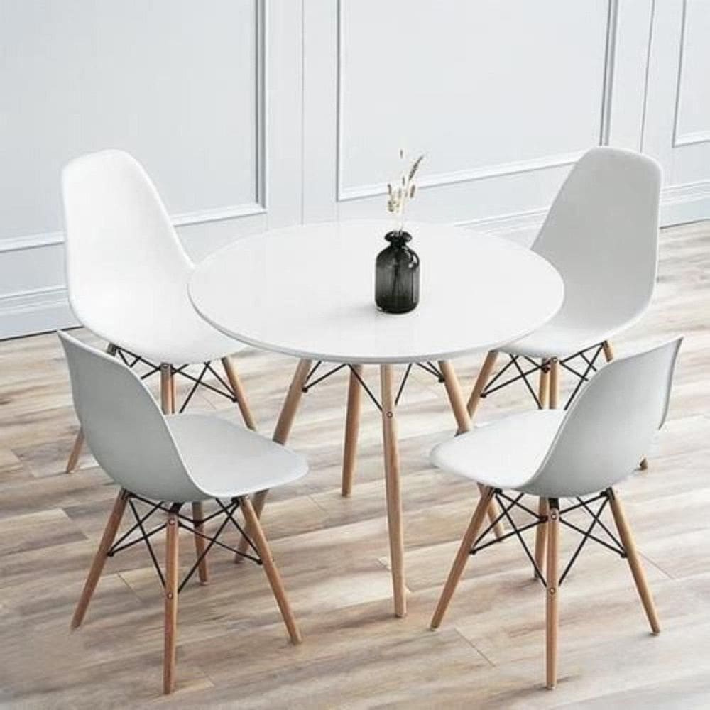 Conjunto Mesa de Jantar e 4 Cadeiras Eiffel Branco