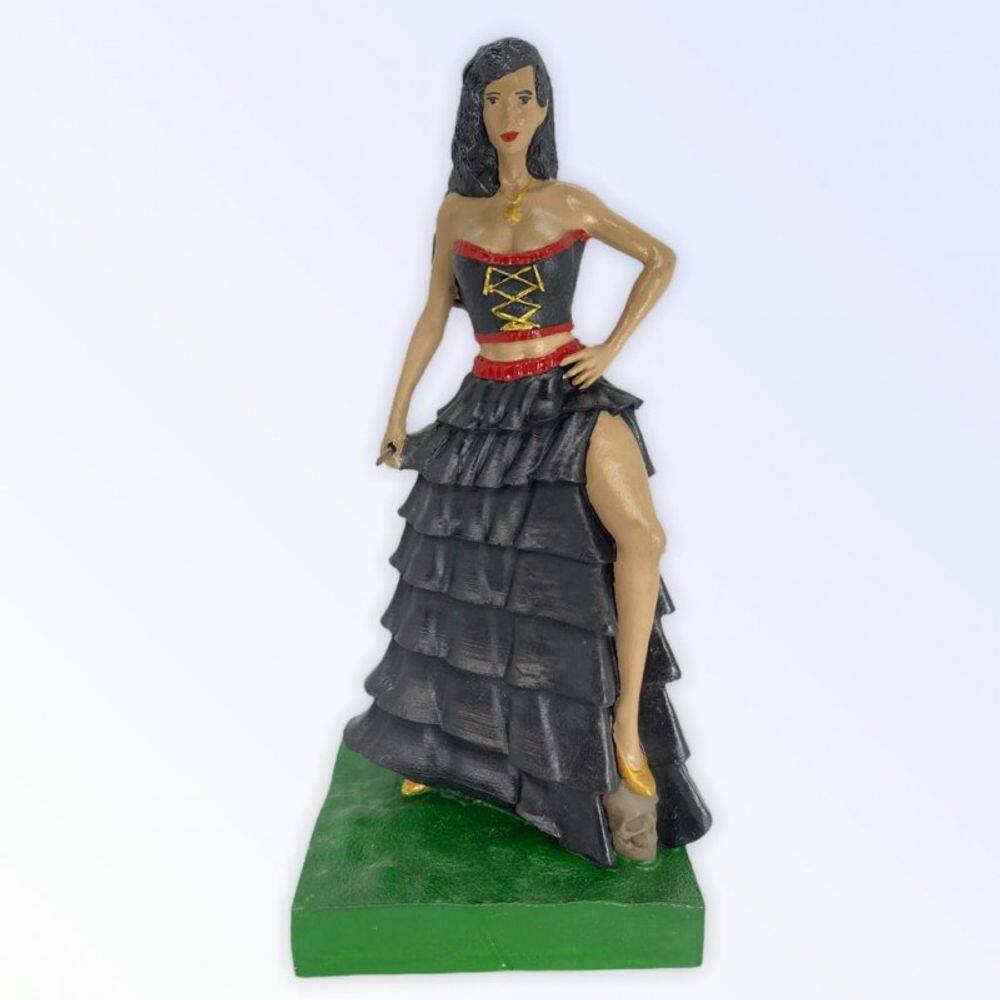 Escultura Pomba Gira Crânio 7Saias 24cm Resina-Selecione Cor
