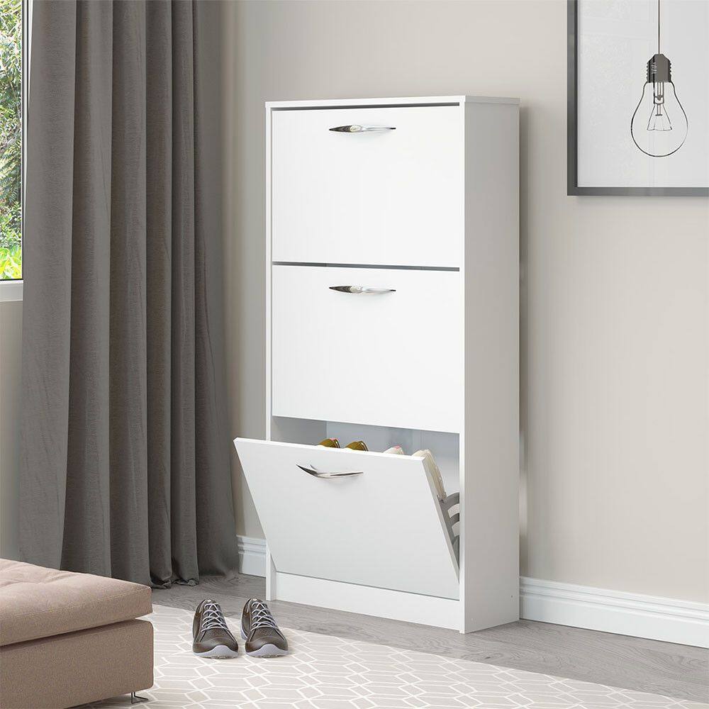 Sapateira com 3 Portas Basculantes 127x64cm MDP Branco Menu Móveis