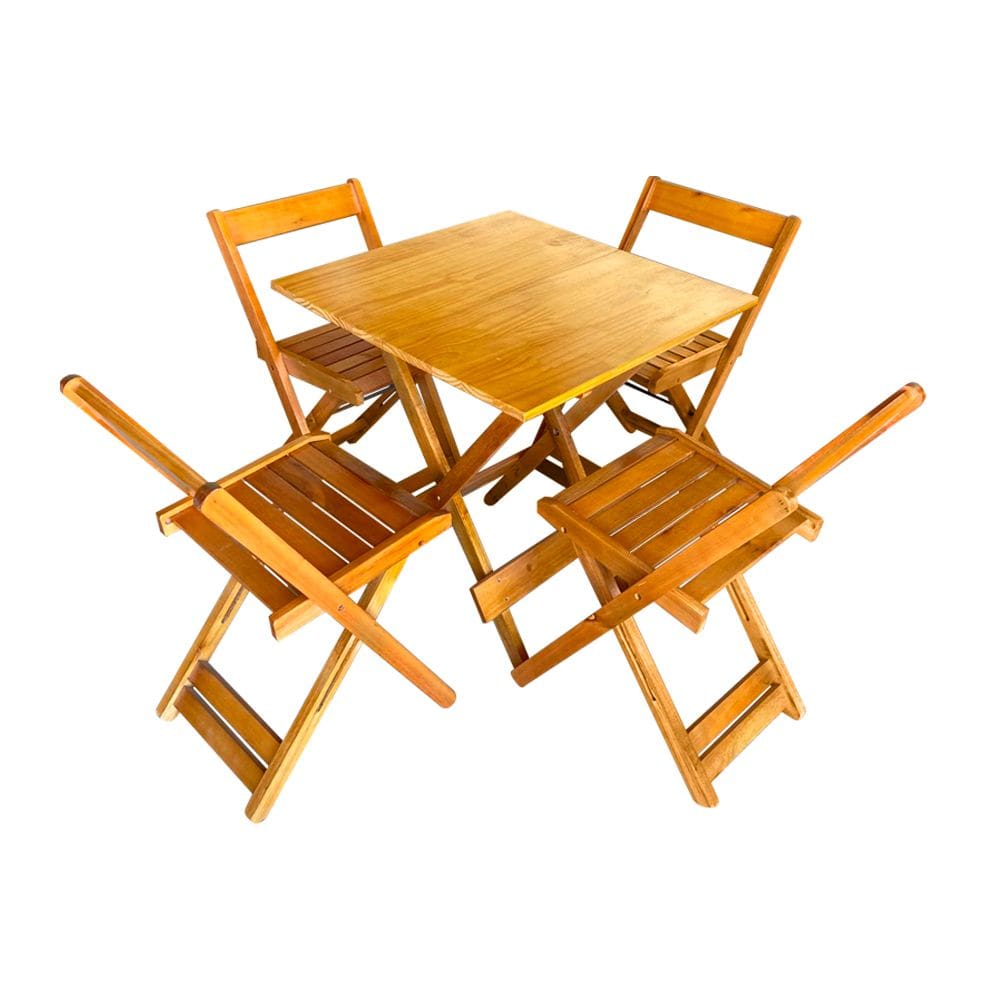 Mesa e 4 Cadeiras Dobráveis 70x70 para Bar, Restaurantes
