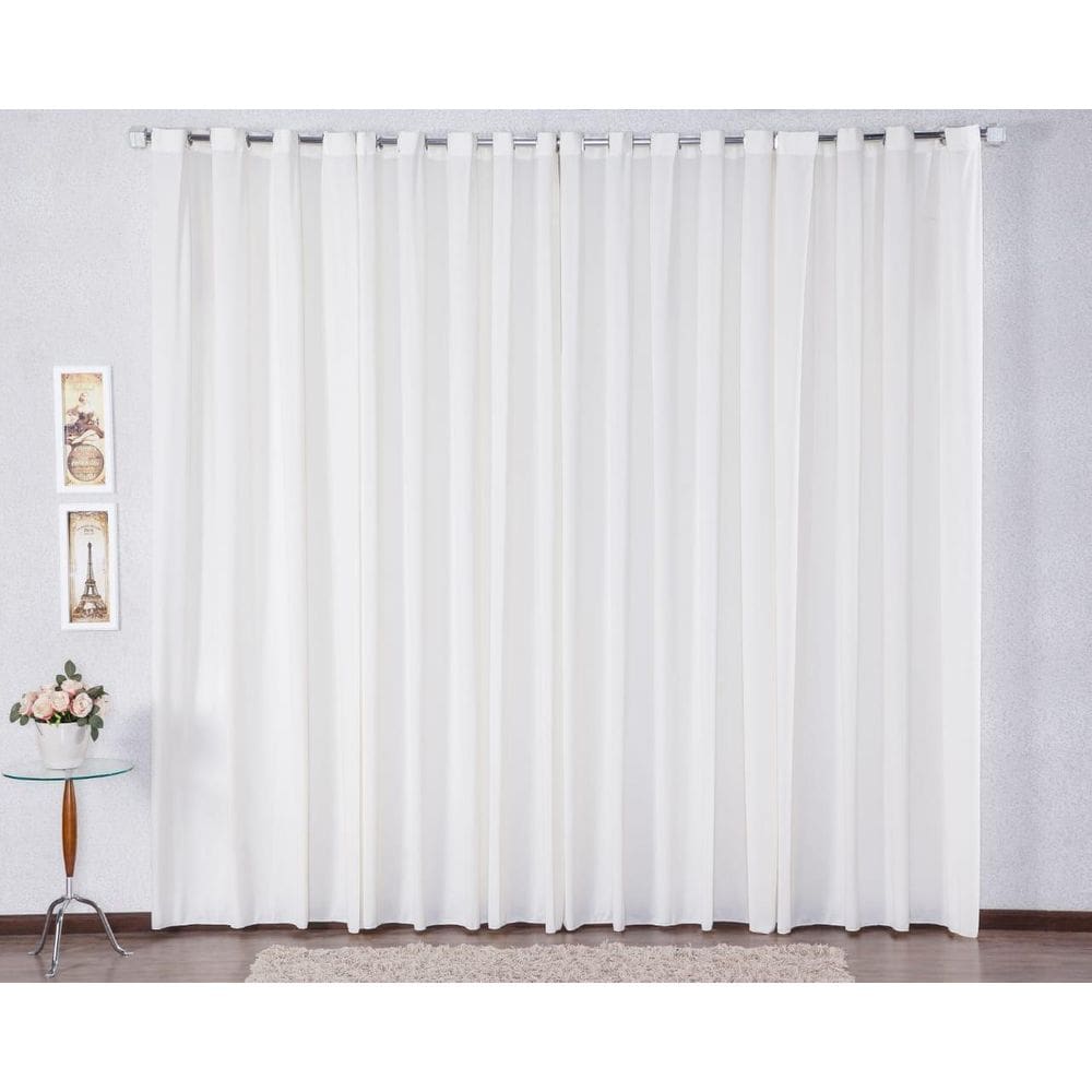 Cortina 300X280 Com Ilhós Pra Sala Malha Gel - Palha