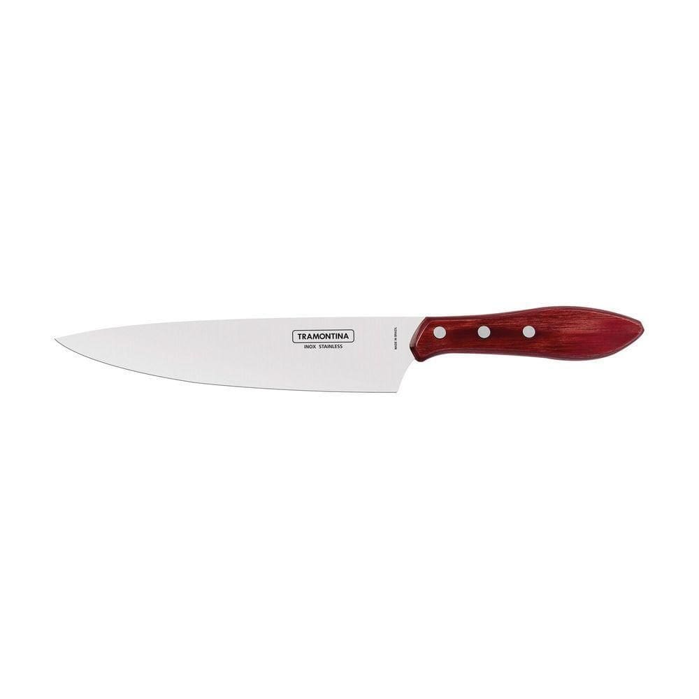 Faca Tramontina Para Carne 8" Em Aço Inox E Cabo Vermelho Polywood Tramontina