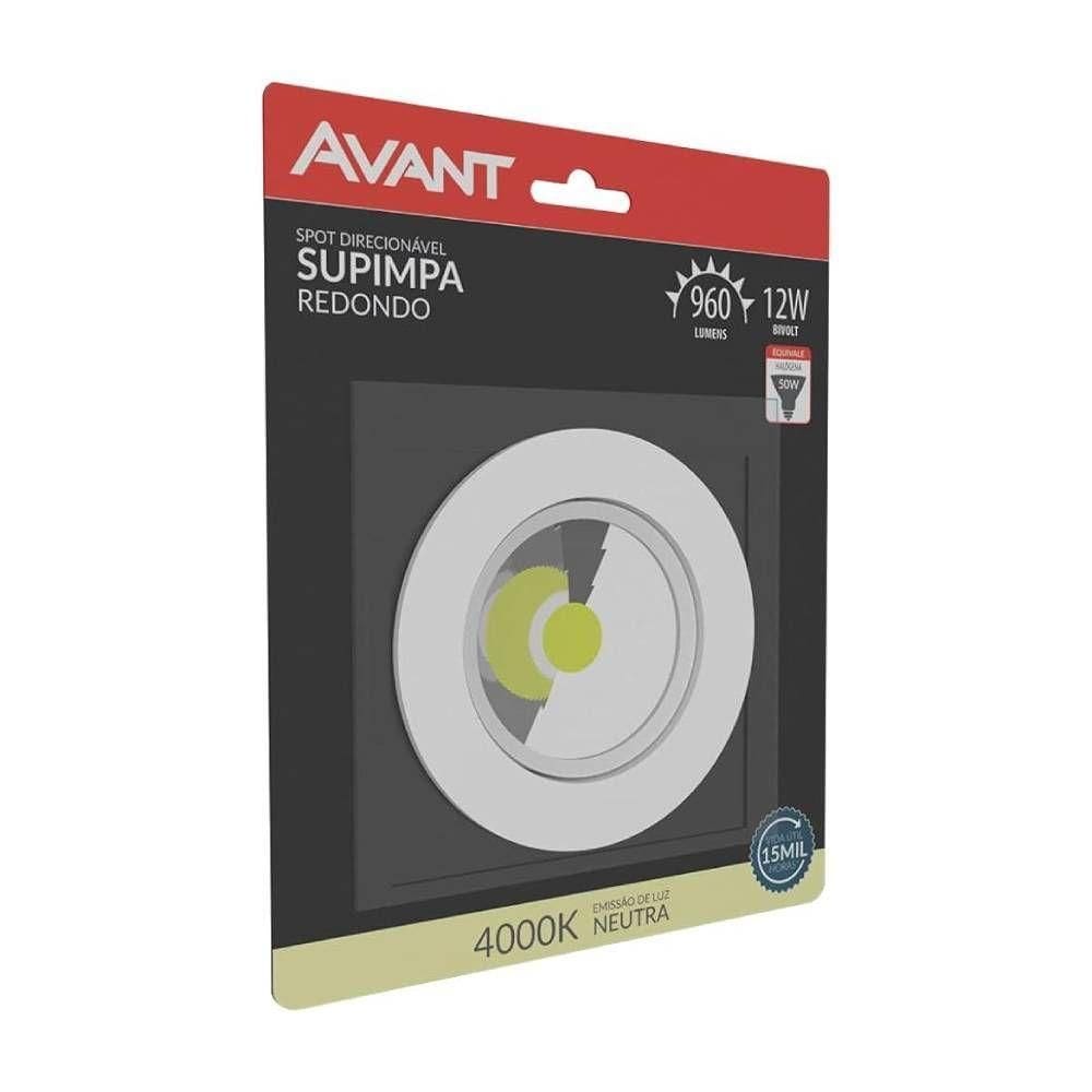 Spot Led Embutir Redondo Bivolt 12w 4000k Avant