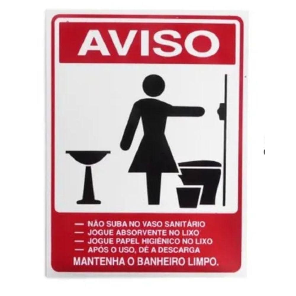 Placa De Sinalização Acesso 15x20cm Aviso Mantenha O Banheiro Limpo Femino