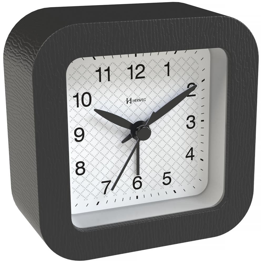 Despertador Quartz Herweg Ref: 2655-034 Preto Quadrado