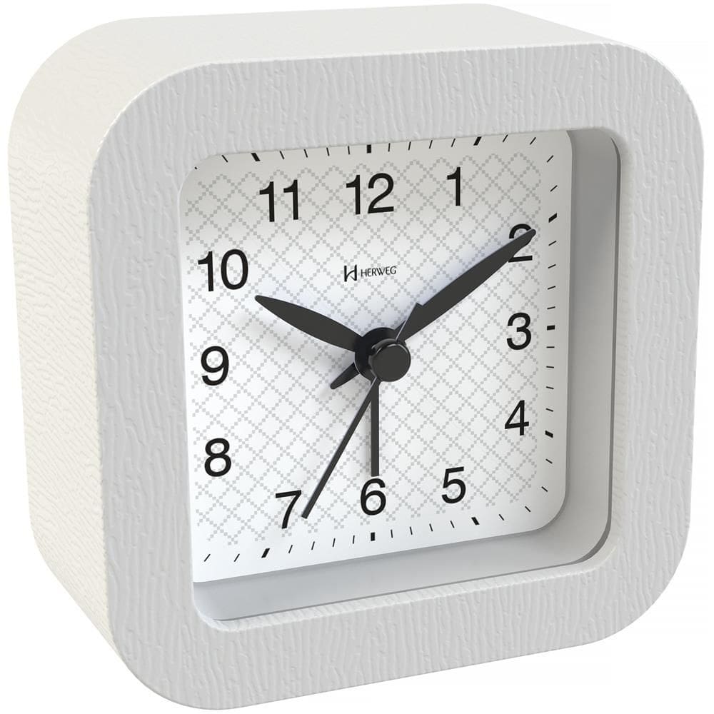 Despertador Quartz Herweg Ref: 2655-021 Branco Quadrado