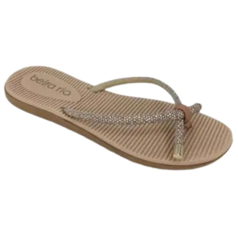 Rasteira Beira Rio Tira Brilhante Shinybow Feminina Nude