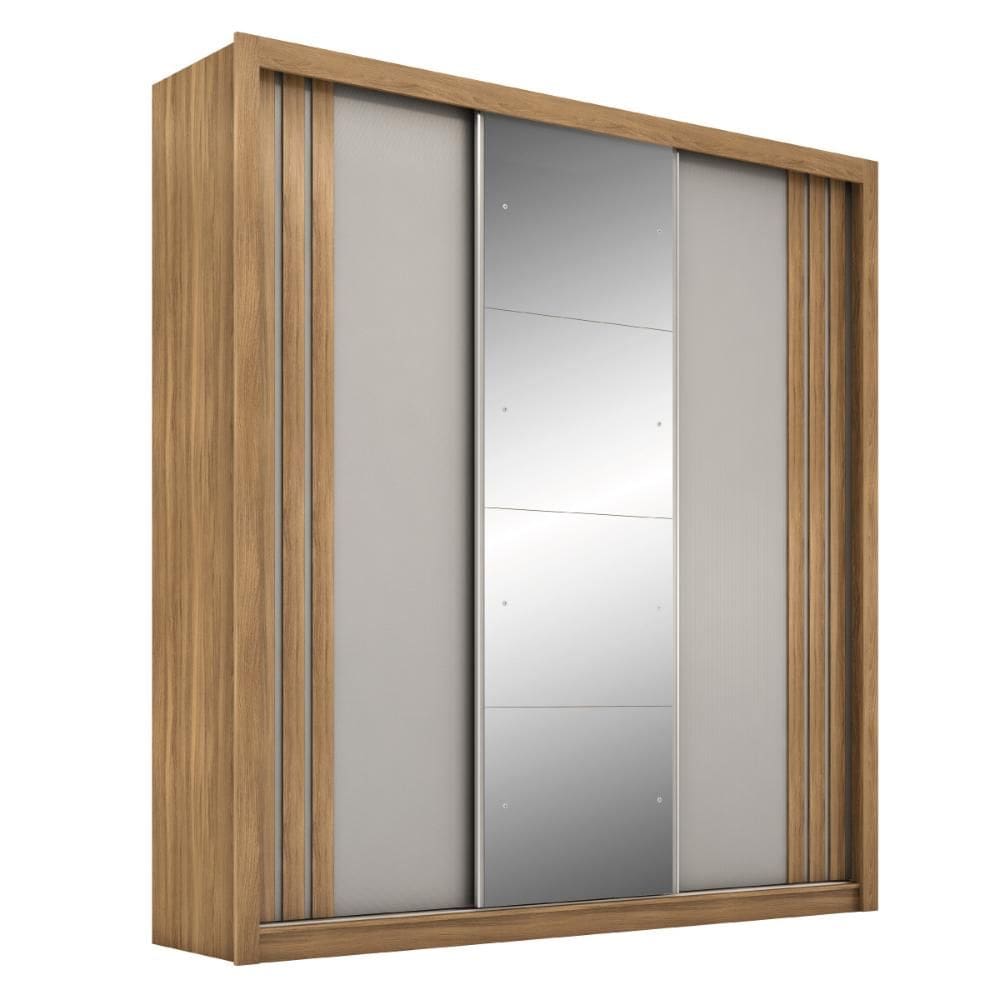Guarda Roupa Moema Quarto com 3 Portas e 2 Gavetas Espelho