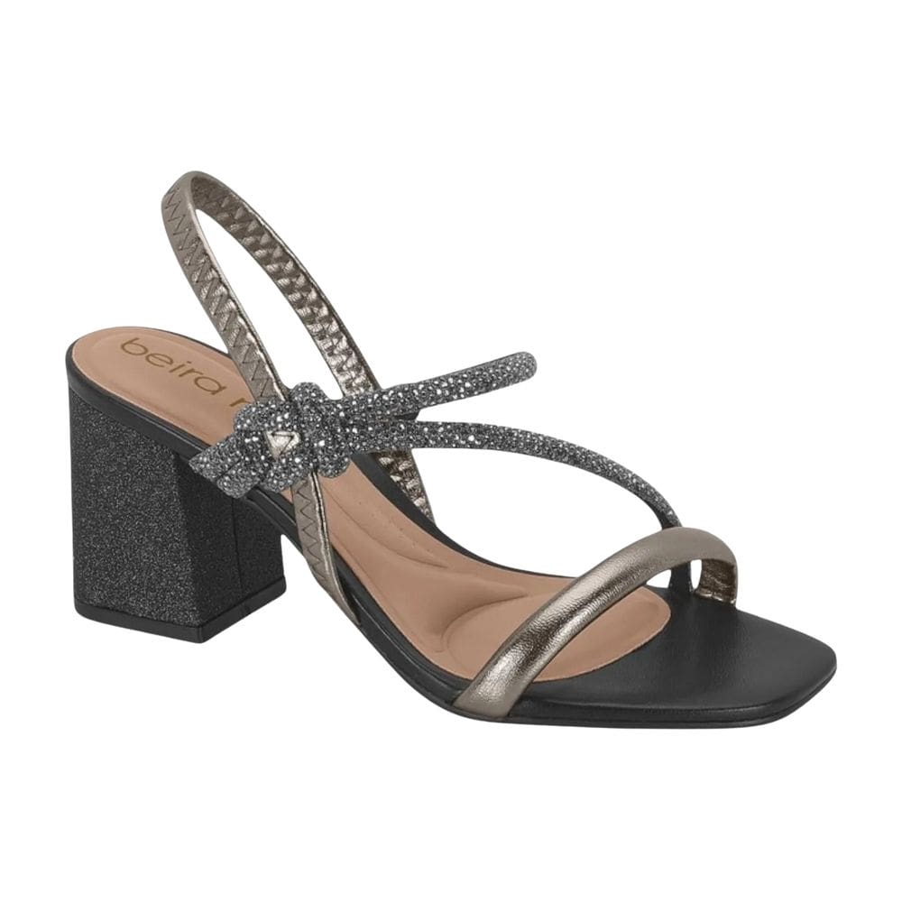 Sandália Beira Rio Feminina Brilhante Grafite Black Diamond