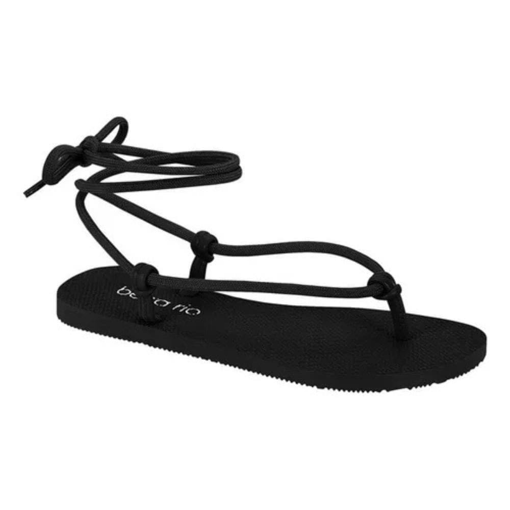 Sandália Chinelo Beira Rio Cadarço de Amarrar Feminino Preto