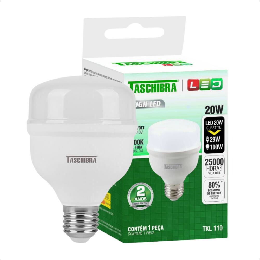 Lâmpada High Led TKL 20W Taschibra E27 Bivolt 4000K Neutro