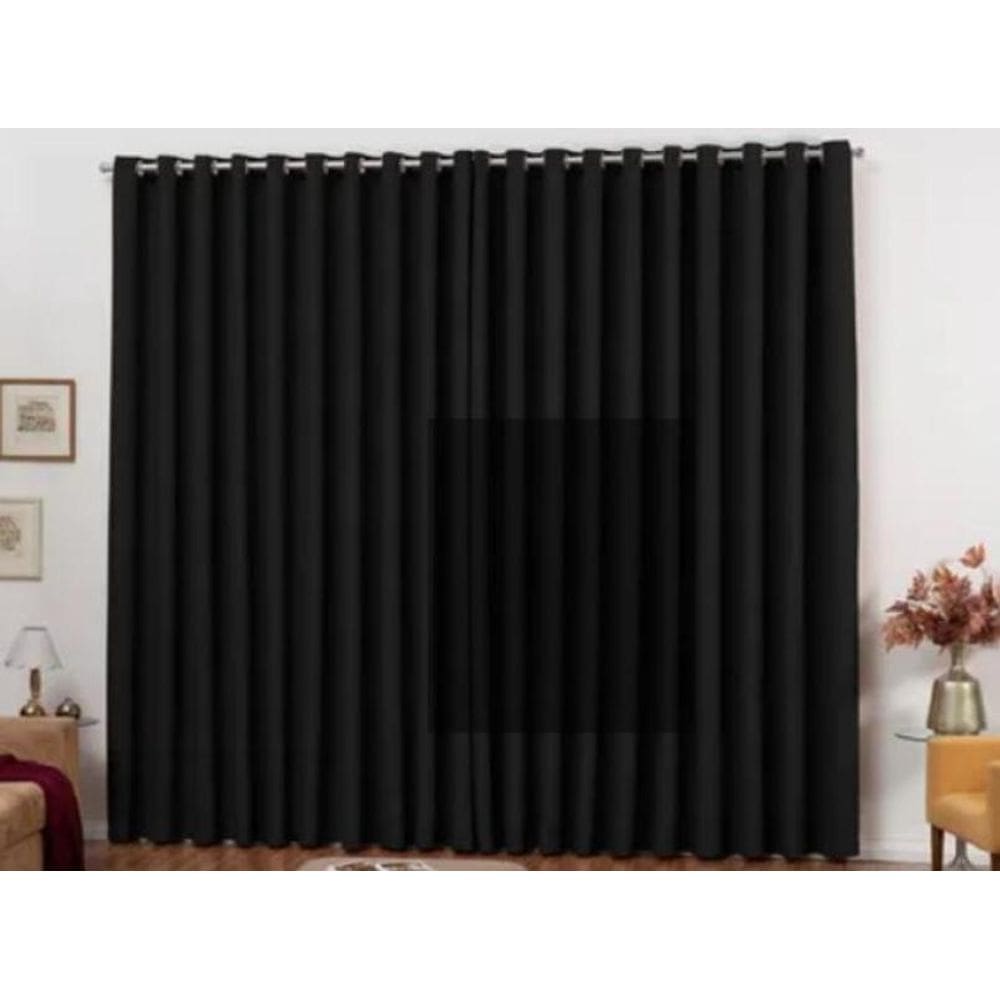 Cortina Quarto Bloqueia Luz E Vento 6 Metros Preto Com Ilhós