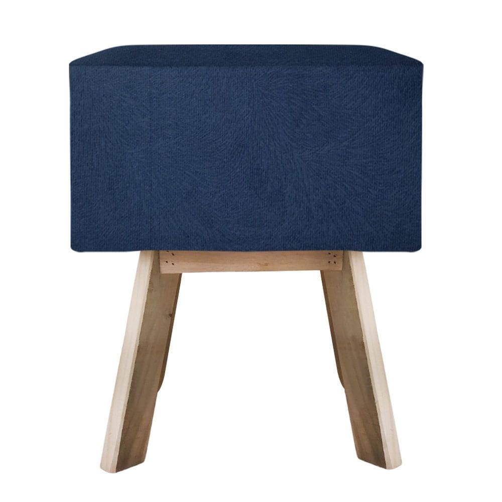 Puff Banqueta Quadrada Retrô Suede - Azul Marinho