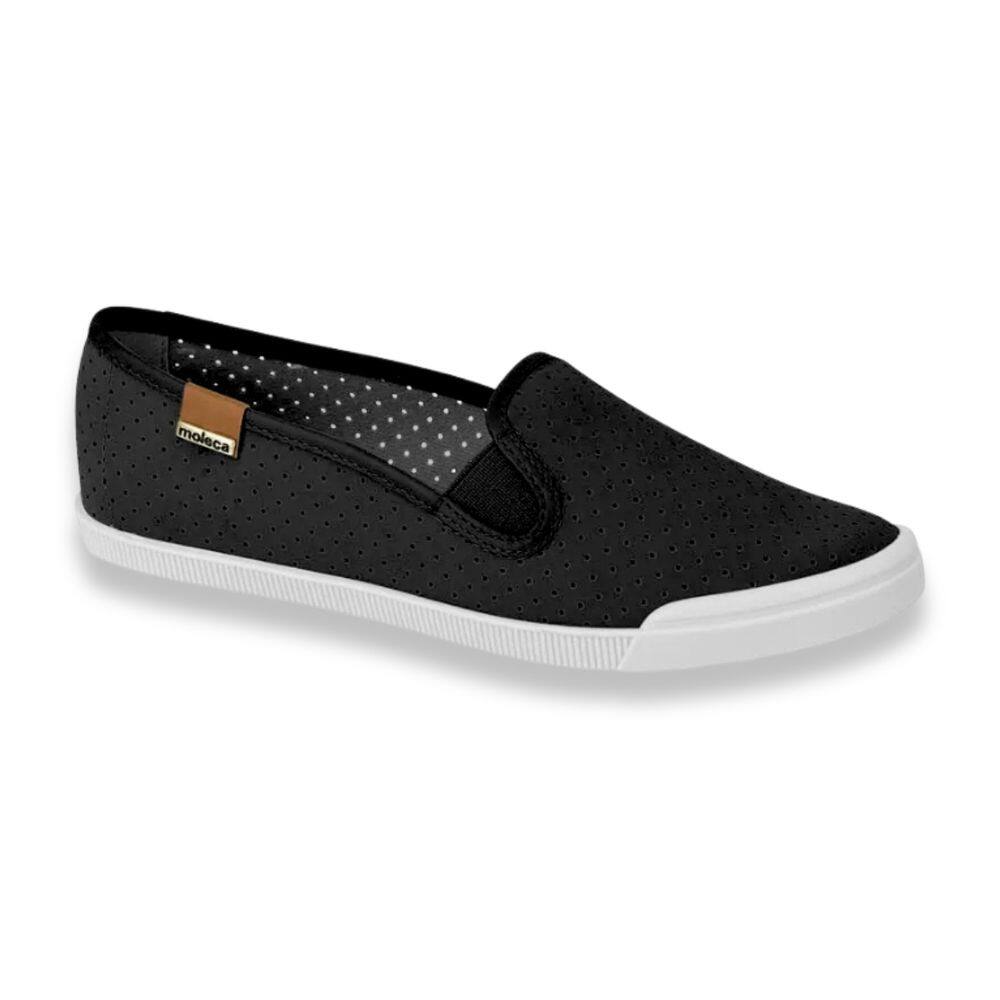 Sapatilha Moleca Casua Microperfuros Conforto Feminina Preta