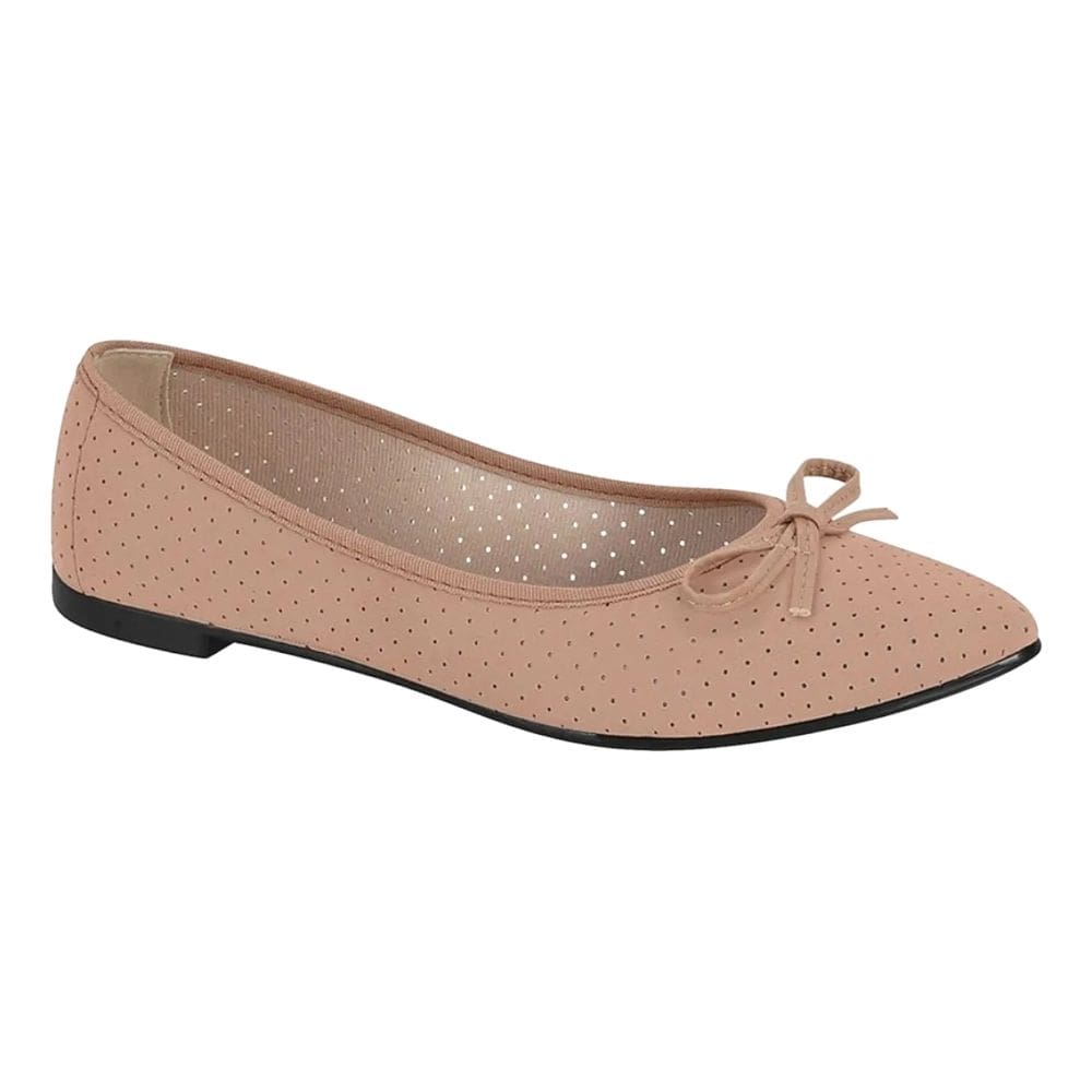 Sapatilha Moleca Casual Texturizada Bico Fino Laço Feminina Nude