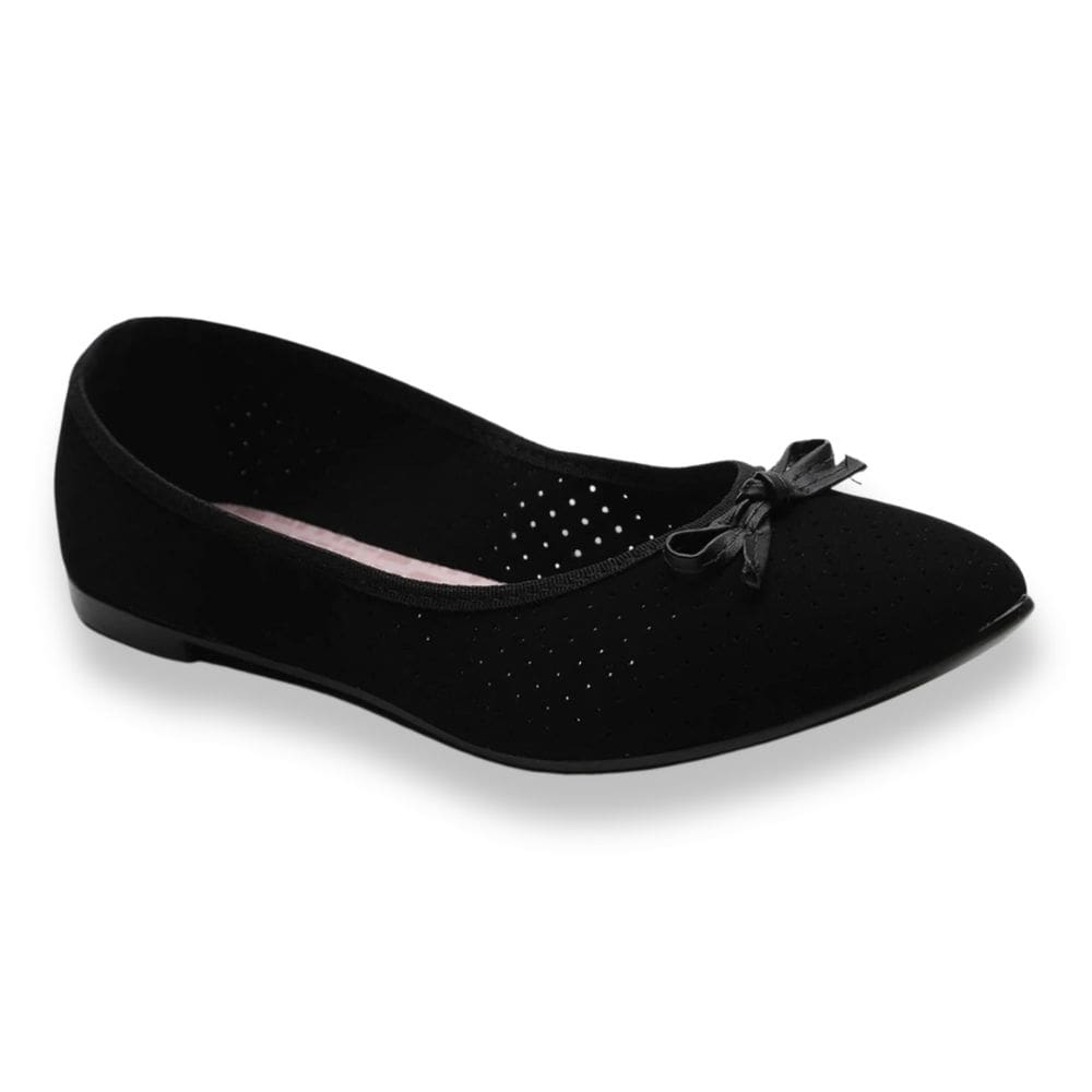 Sapatilha Moleca Casual Bico Fino Microperfuros Feminina Preta