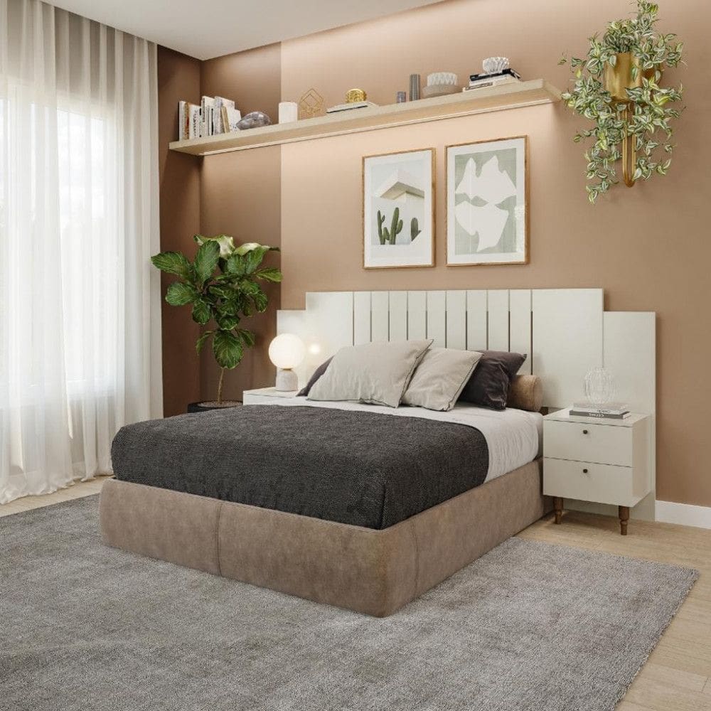 Cabeceira com 2 Mesas Lateral 2 Gavetas 100MDF Genova Panan