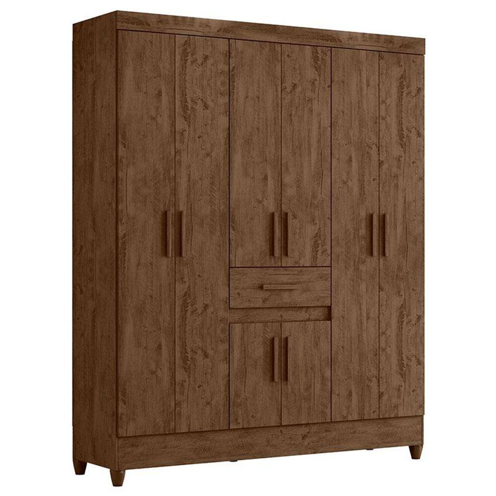 Guarda Roupa Casal Portugal 8 Portas Castanho Wood - Moval