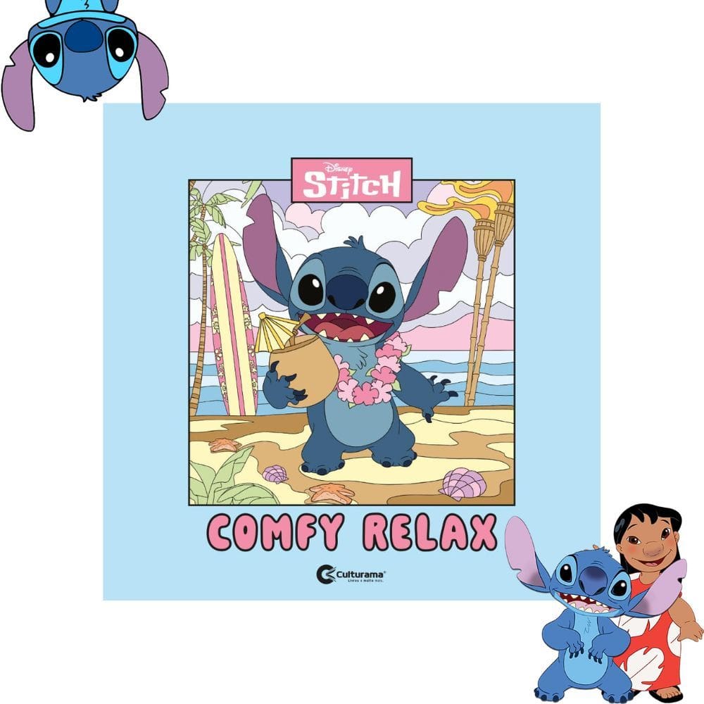 Livro de Colorir Com Personagem da Disney! Stitch Comfy Relax Horas Colorindo - Culturama