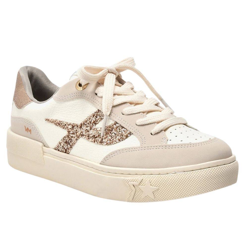 Tênis Via Marte Casual Glitter Conforto Feminino Bege Glitter Rouge 342965