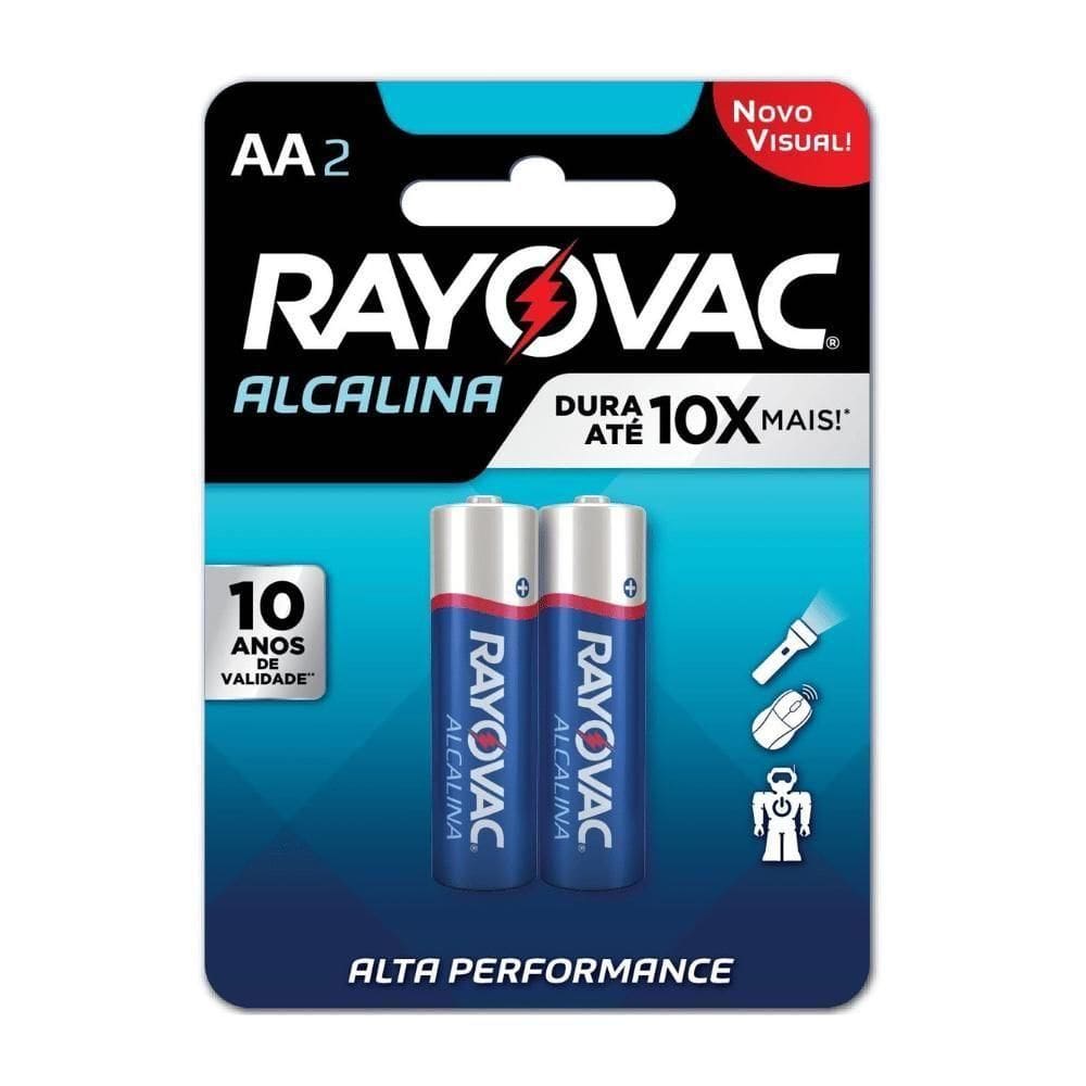 Pilha Rayovac Lr6 Alcalina Aa Pequena 1,5v - 02 Unidades