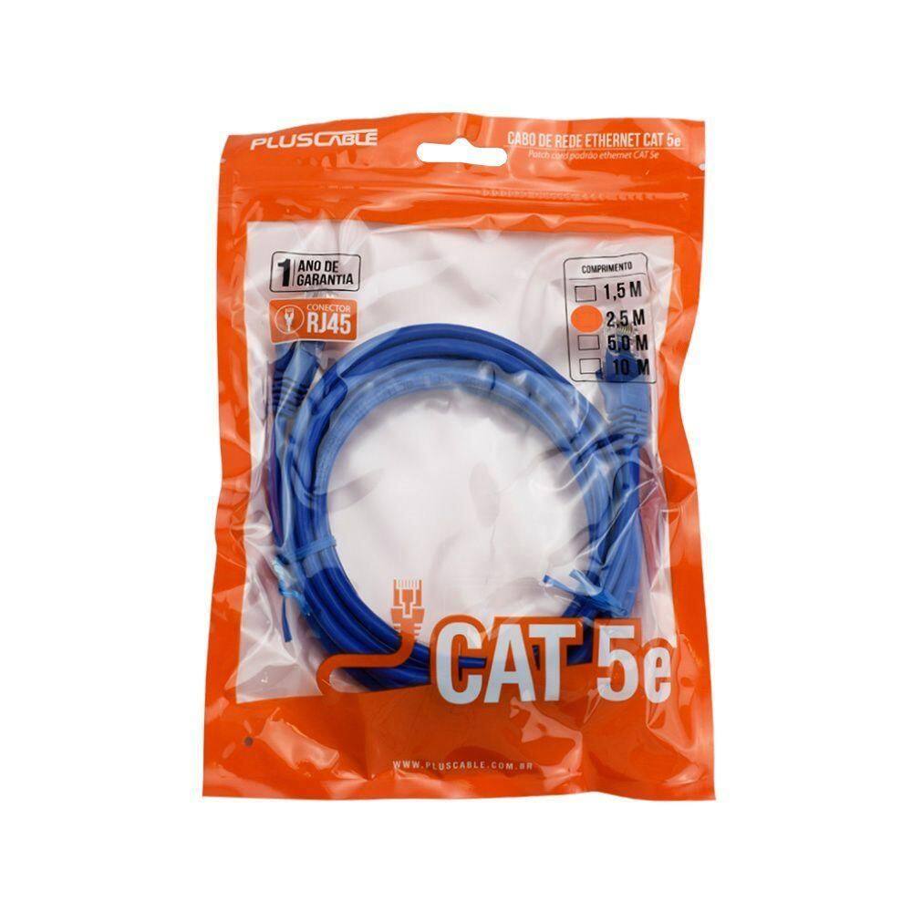 Patch Cord Pluscable Cat5epc-ethu25bl Cabo De Rede 2,5m...
