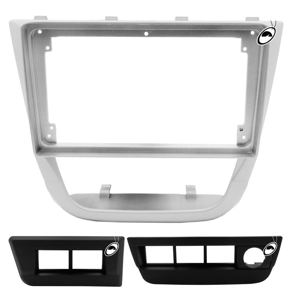 Moldura De Painel 2 Din 9\" Polegadas Vw Gol Saveiro Voyage G5 - Prata