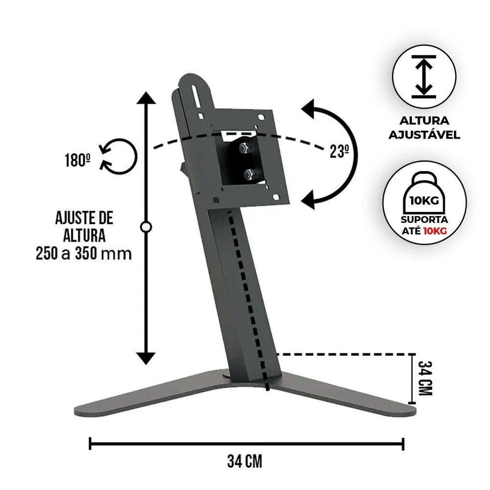 Suporte De Mesa Com Ajuste De Altura E Inclinação Para Monitor