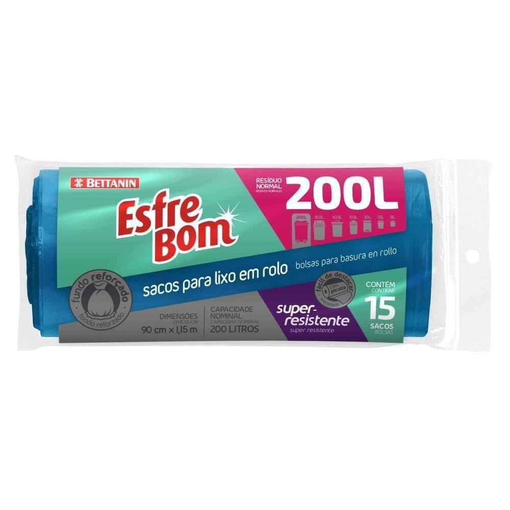 Esfrebom Sacos Para Lixo Rolo 200l Fundo Reforçado 15un