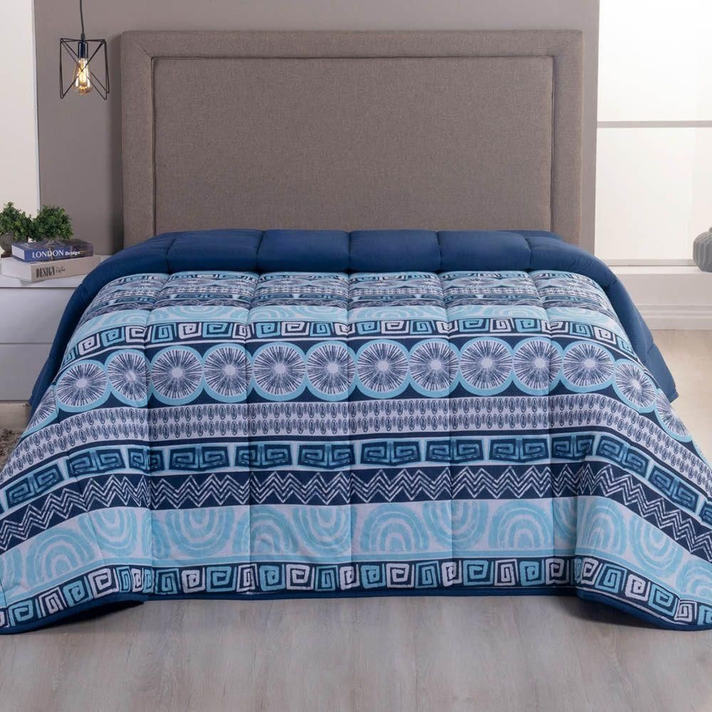 Edredom King Luar Super Macio Malha 100% Algodão Dupla Face 01 Peça - Azul Marinho