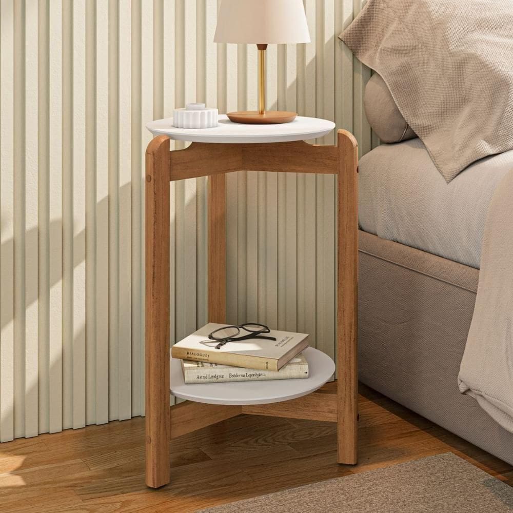 Mesa De Cabeceira Manchester Branco/cedro