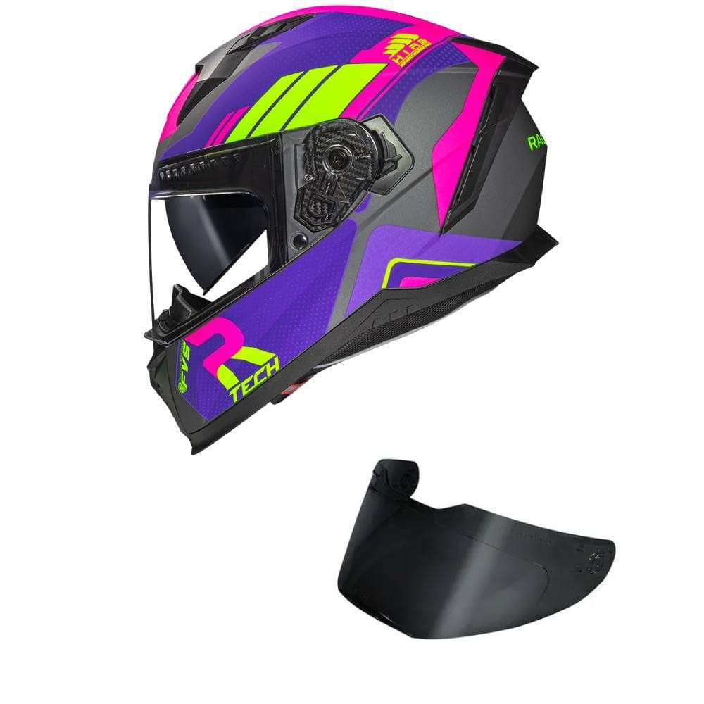 Capacete Race Tech Volt Track Cinza e Roxo Mais Viseira Fumê