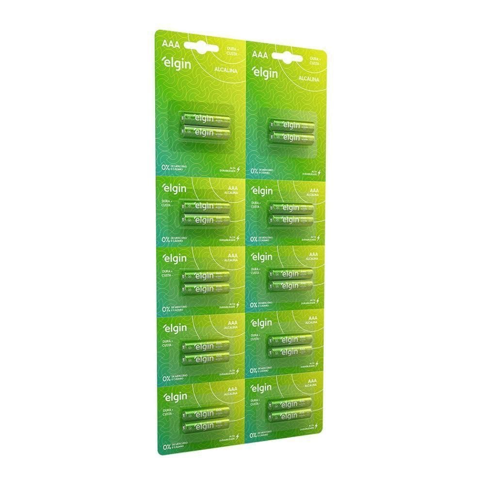 Pilha Alcalina Aaa Elgin 1.5v Blister Grande Com 10x2