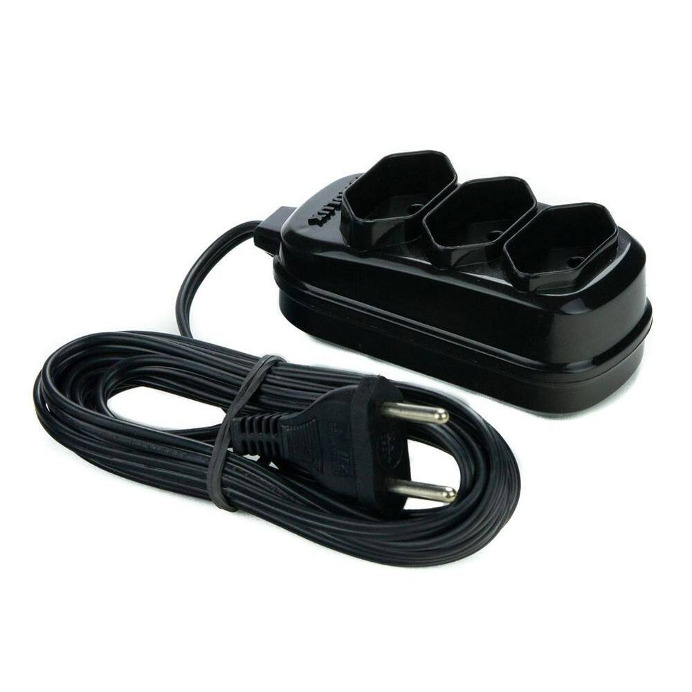 Extensão 2m 3 Tomadas Bipolar Fiolux Preta
