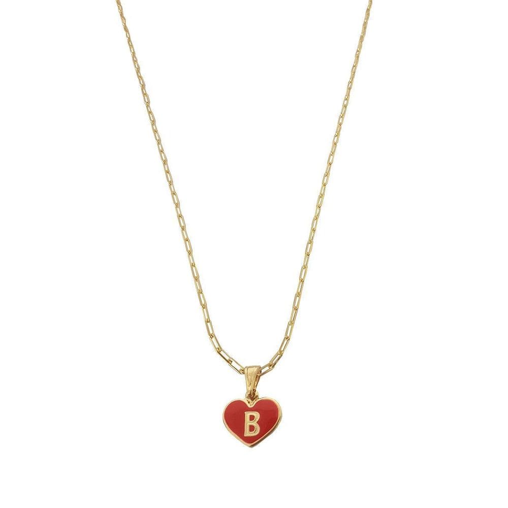 Colar Cartier 50Cm Coração Vermelho Letra B Banhado Ouro 18K