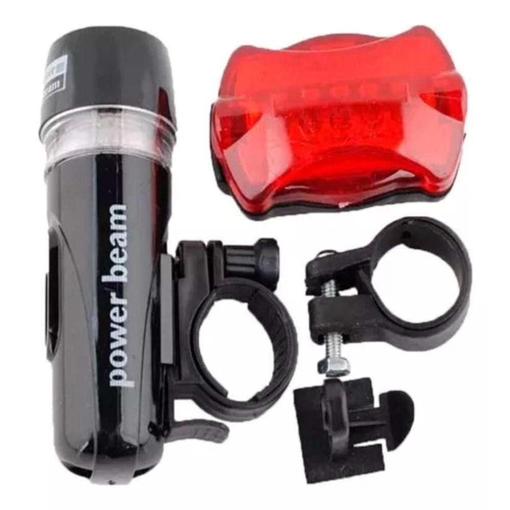 Kit Farol Lanterna Led Bike Bicicleta Traseira E Dianteira Preto