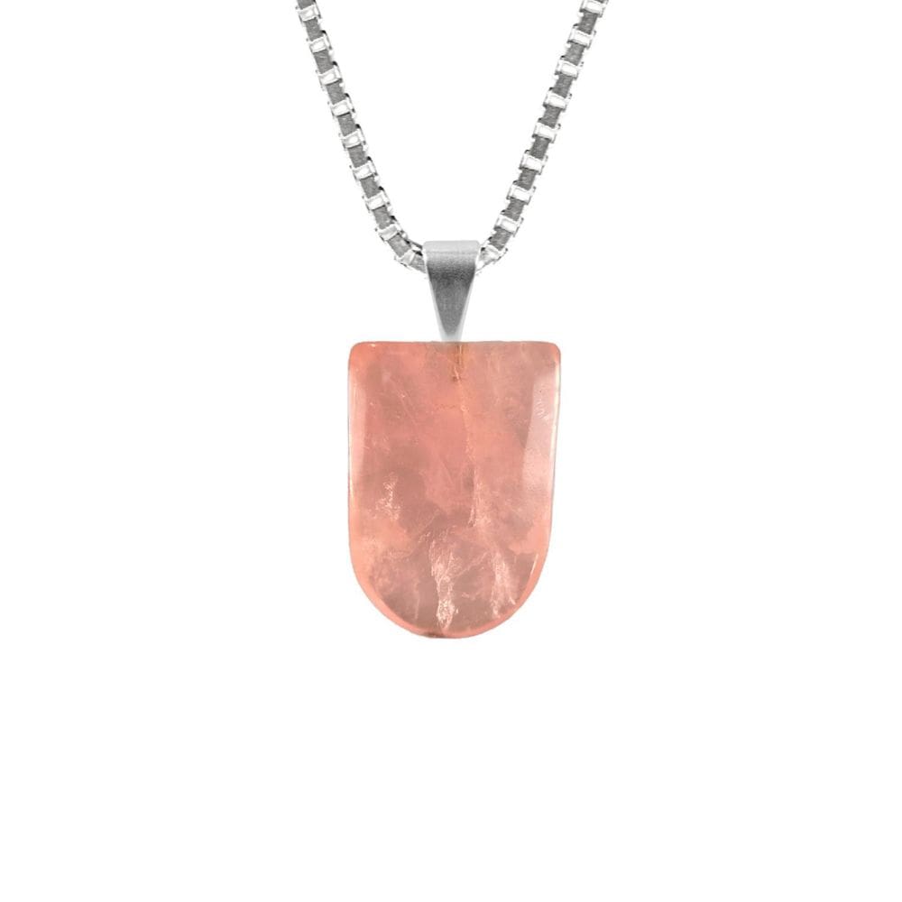 Colar 50Cm Prata 925 Quartzo Rosa Medalha Verdadeiro Natural