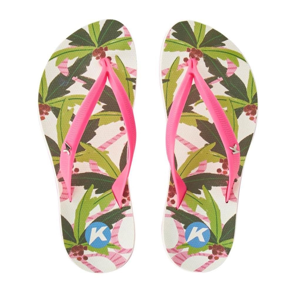 Chinelo Kenner Ibiza Hula Feminino - Branco e Rosa