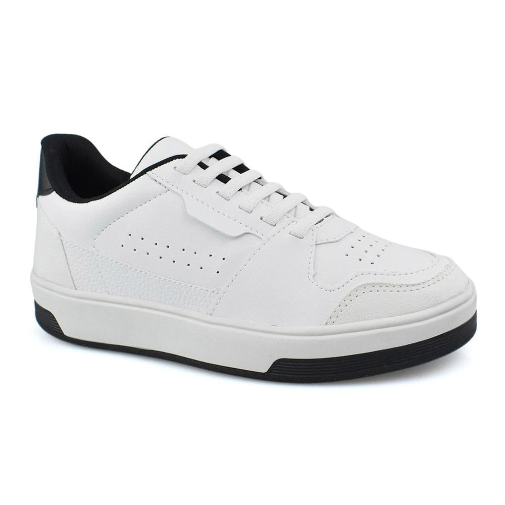 Tênis Godiva Plataforma Multimateriais Recortes Feminino Branco Preto
