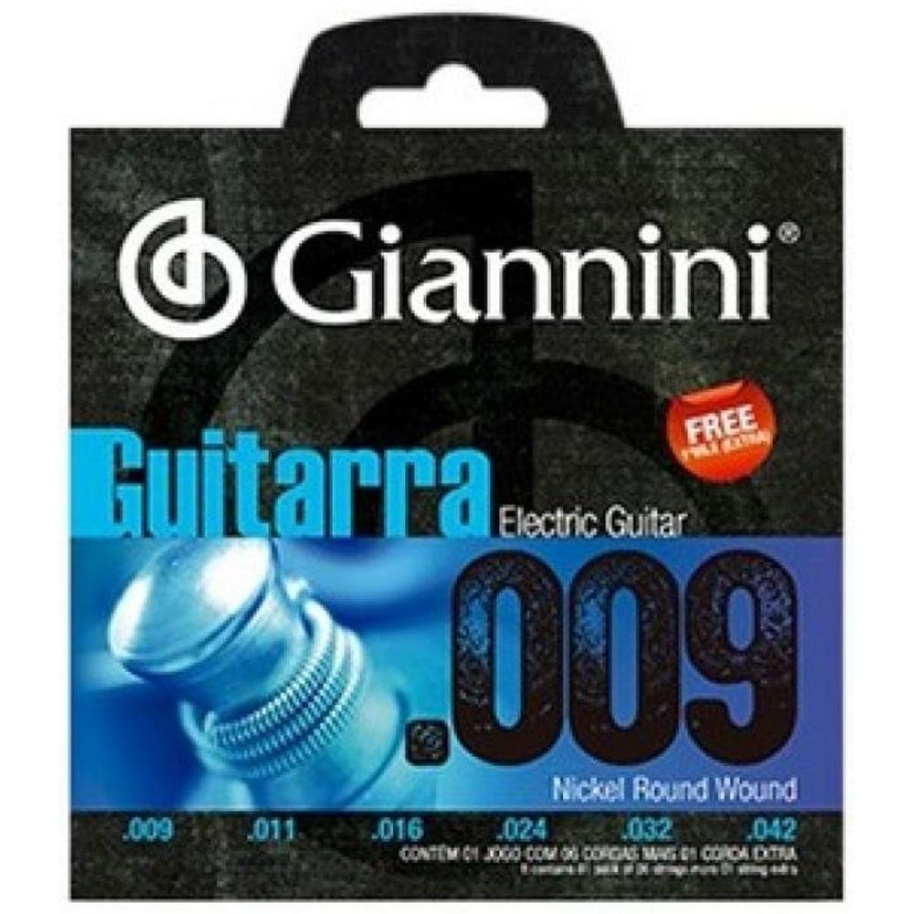 Encordoamento Cordas Giannini Guitarra Aço .009 GEEGST9