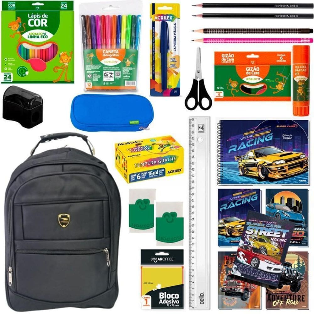 Material Escolar Kit Completo 25 Itens Volta As Aulas
