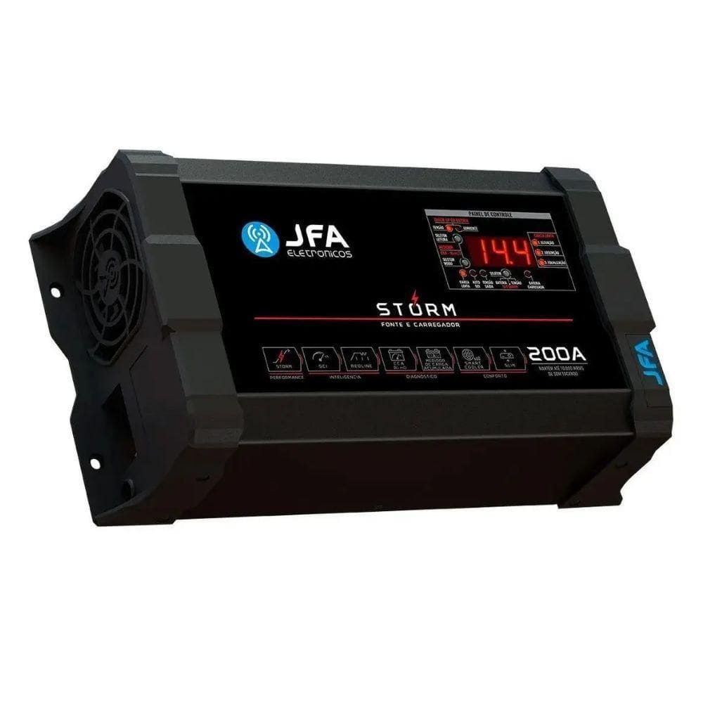 Fonte E Carregador De Bateria Jfa 200A Storm Plus Mono 220V