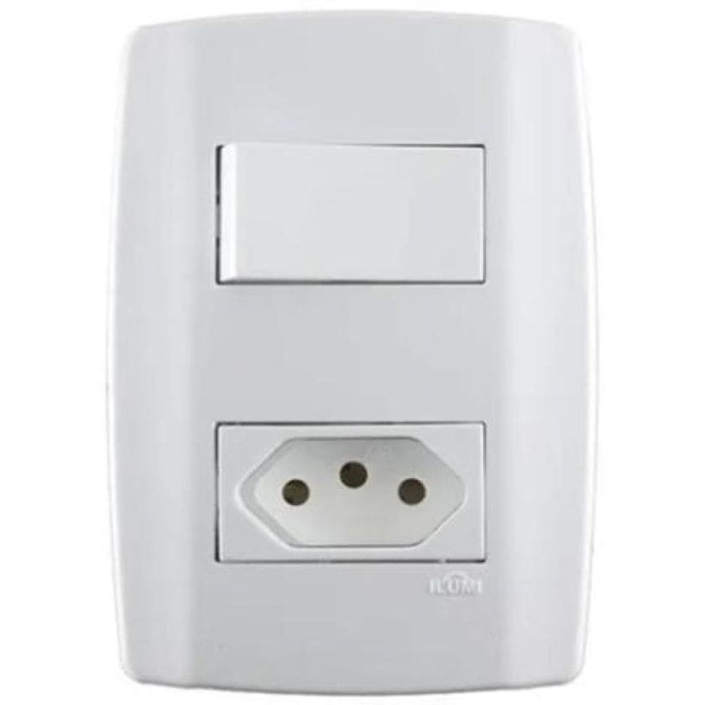 Conjunto 1 Tomada 3P 20A + 1 Interruptor Simples Ilumi 80201