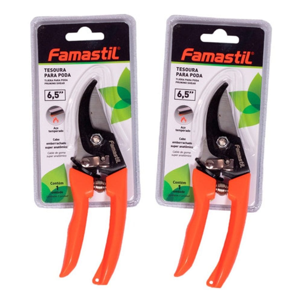 Tesoura De Poda Manual Famastil 6,5 Cor Laranja